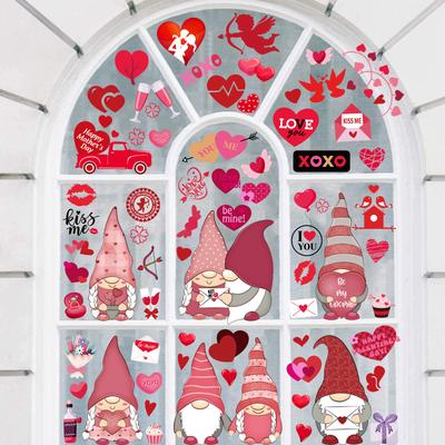 9 Sheets 116pcs Window Stickers Love Gnome Window Clings For Valentines Day Wedding Anniversary Party Decor