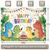 Vibrant Cartoon Dinosaur Birthday Backdrop Kids Dino Party Scene Photography Background Cloth
