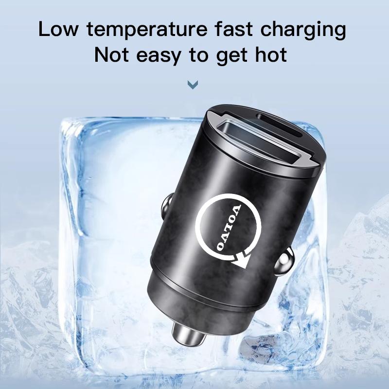 Car Charger USB Type-C Phone Hidden Fast Charging Convert Plug For Volvo Rdesign V60 V40 XC90 S60 C30 XC60 V70 S90 Olestar AWD