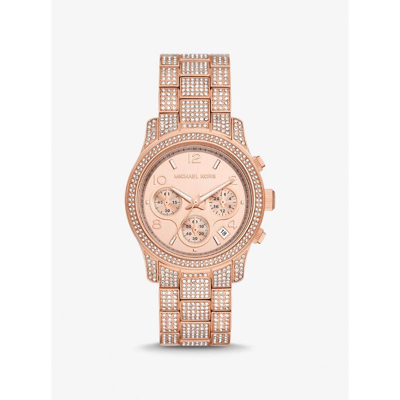 

Часы Michael Kors Runway с паве, покрытие цвета розового золота, MK7481 розового золота