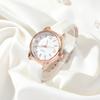 Fashionable Simple Trendy Round Dial Leather Strap Women Quartz Watch Jewelry 6 Piece Set for Christmas and Thanksgiving Gifts