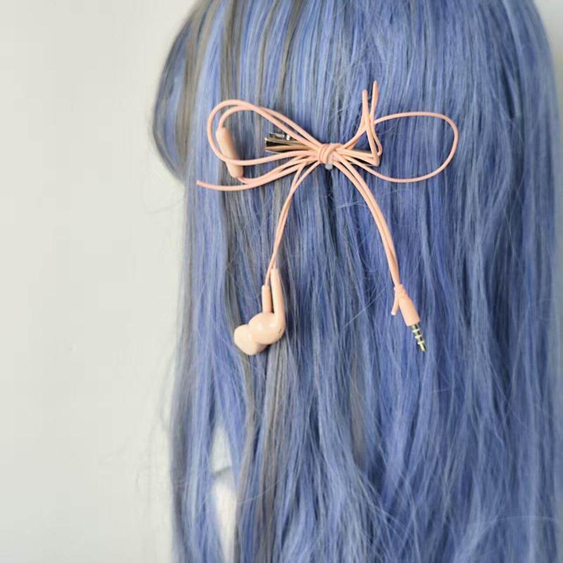Funky Y2K Headphone Wire Bow Hair Clips Retro Style for Teen Fashion