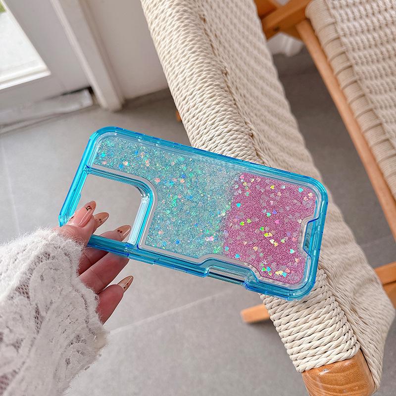 Three-proof Mobile Phone Case for IPhone16promax Colorful Three-in-one Glitter Glue Mobile Phone Case
