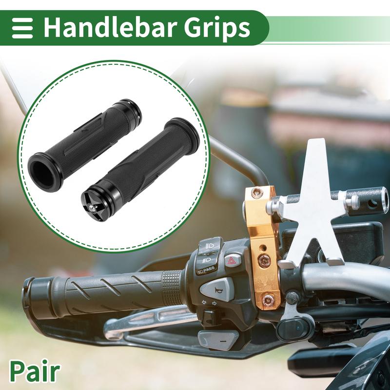 Motoforti Motorcycle Hand Grip Cover Rubber Aluminum Alloy Handlebar Grips for Motorcycle Scooter Bicycle ATV Black Universal