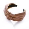 PROLY Neues Vintage Damen Stirnband Breite Seite PU Leder Haarband Knoten in der Mitte Lässige Kopfbedeckung Erwachsene Haar-Accessoires