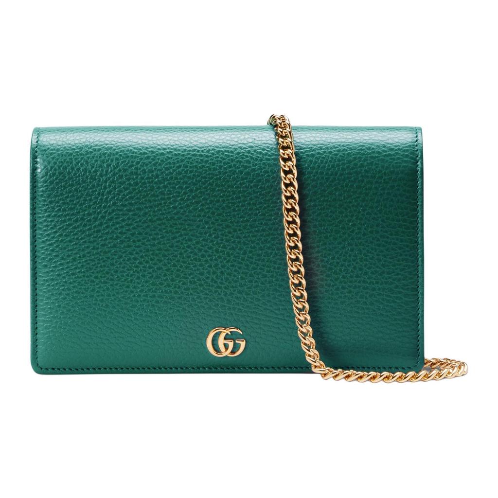 Gucci GG Emblem Double G Metal Decoration Leather Mini Shoulder Bag Women shoulder bag Green 497985-CAO2G-3146