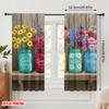 2pcs 2D flat printing Curtains Kitchen Flowers Mason Jars 100% Polyester Without Electricity Seasonal Party & Holiday Decor