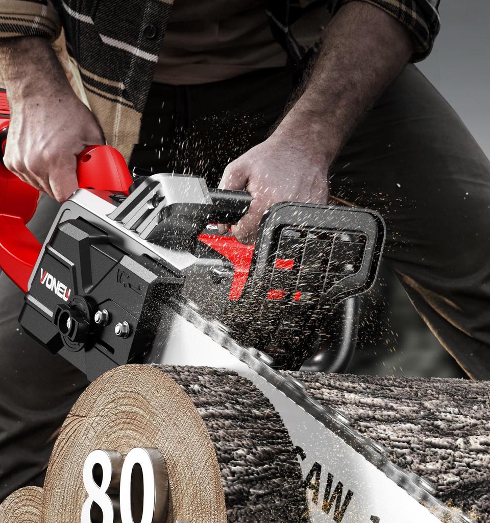 High-Power Rechargeable Handheld Electric Chainsaw with Lithium Battery for Tree Felling and Logging