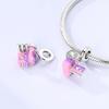 Authentische Original-Charms-Perlenkomponenten Kupfermetall Weißer Zirkon Rosa DV-Kamera-Perlenkomponenten Kompatibel Mit Charm-Perlenkomponenten Plata