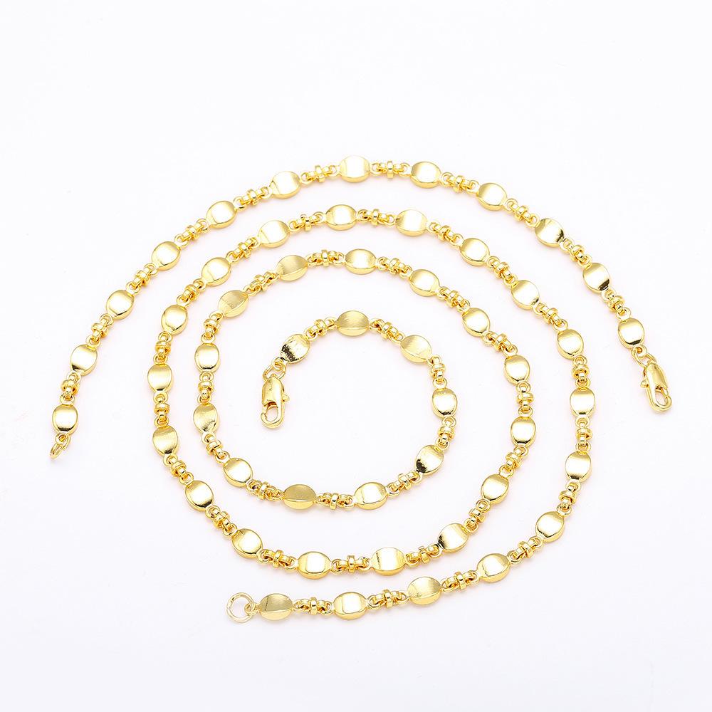 Wind-Plated 18K Gold Bracelet, Simple Fashion Ingot Necklace, Trendy And Cool Personality Light Luxury Jewelry