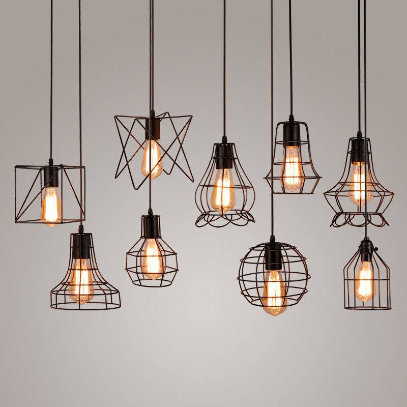 Chandelier Fashion Simple Retro Indoor Industrial Wind Bar Small Iron Lamps Cage