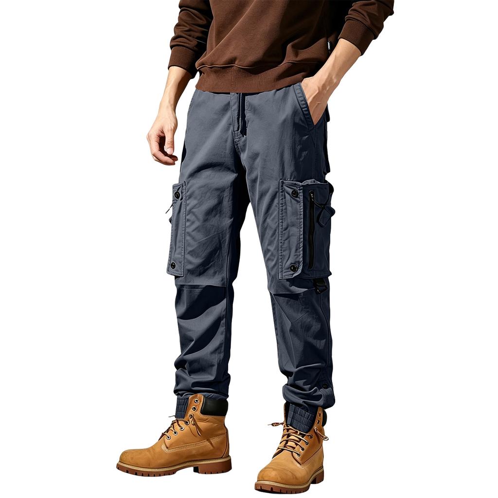 Herren Outdoor Wander-Taktische Cargohosen mit verstellbaren Kordelzügen an den Bündchen Mehrere Taschen Strapazierfähige Arbeitskleidung Utility-Hosen