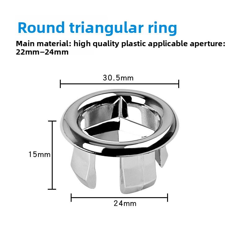 1pcs Dresser Sink Overflow Cover Ceramic Bathroom Container Kitchen Basin Decorative Round Insert Hole Silver ABS Plastic 30MM