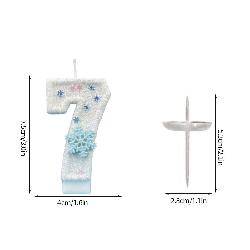 Digital Cake Candle Decoration Snowflake  Number Candles for  Girl Kid  Birthday Cake Topper  Baby Shower Christmas Party Decor