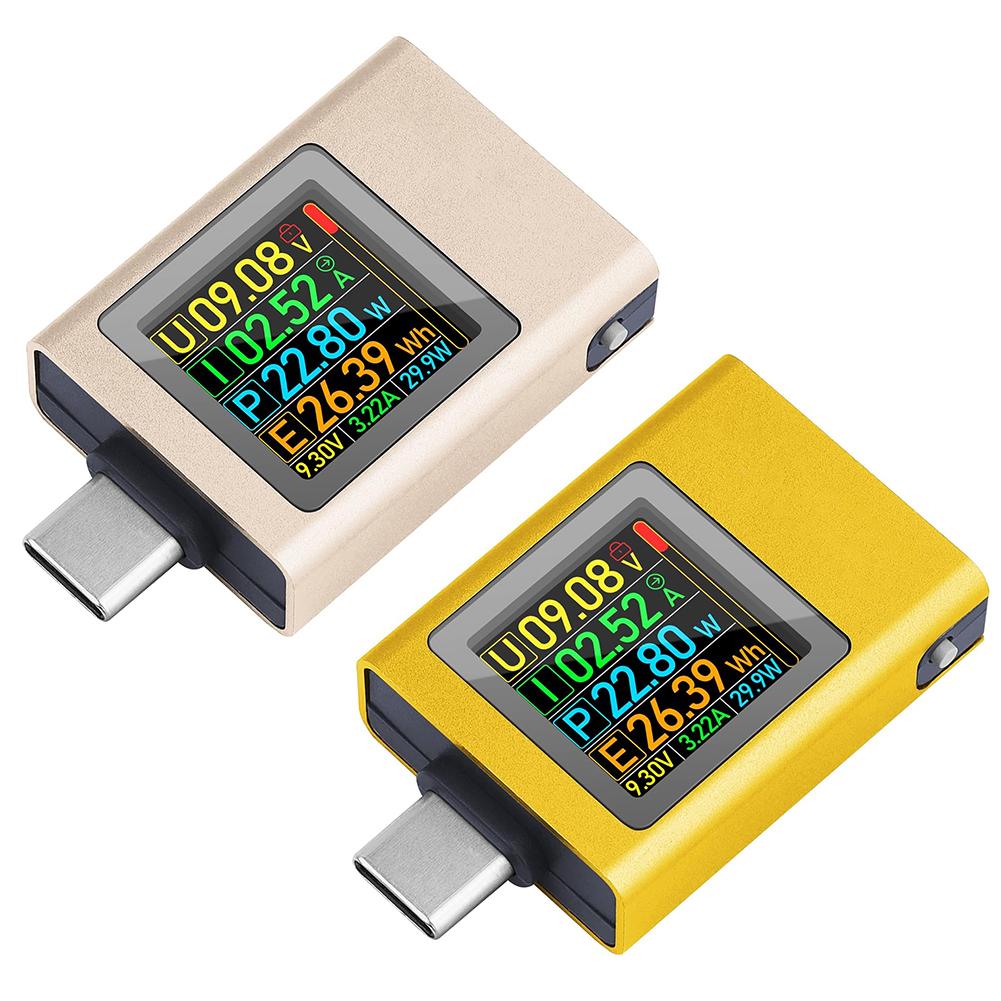 

USB C Power Meter Tester Amp Volt Voltmeter Ammeter Detector DC 4.5-50V 0-12A Two-Way Measurement for Chargers Power Bank Cable жовтий