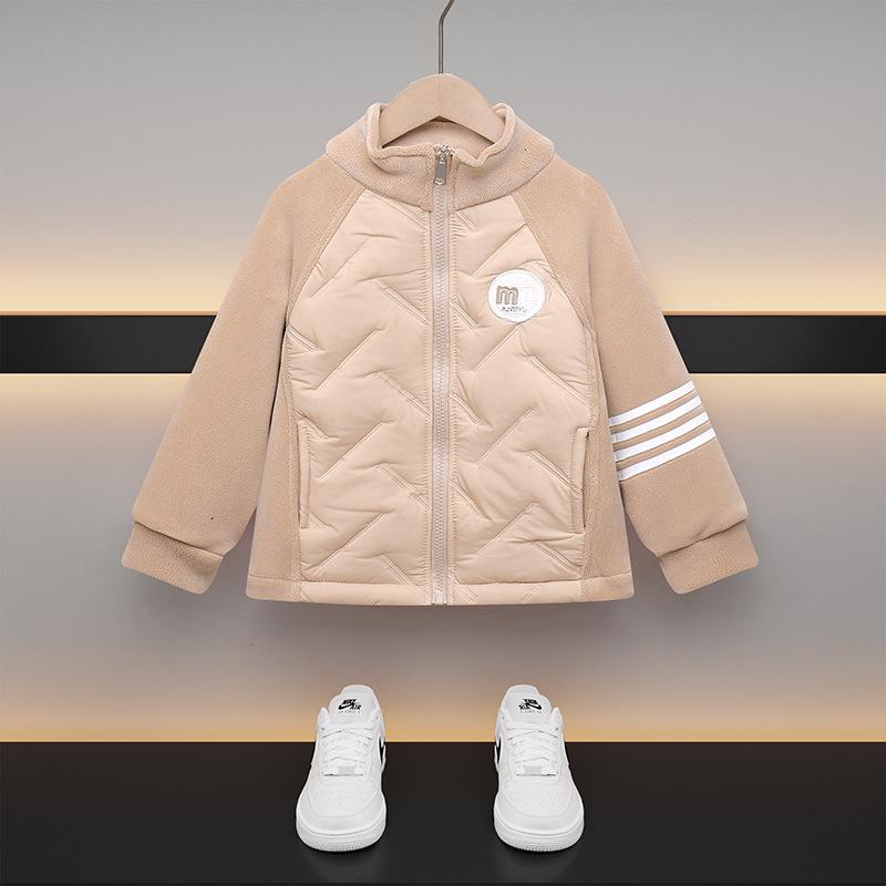 Children's Autumn/Winter School Uniform: Padded Jacket with Velvet Top for Boys & Girls - Warm Cotton Clothing for Medium & Older Kids.