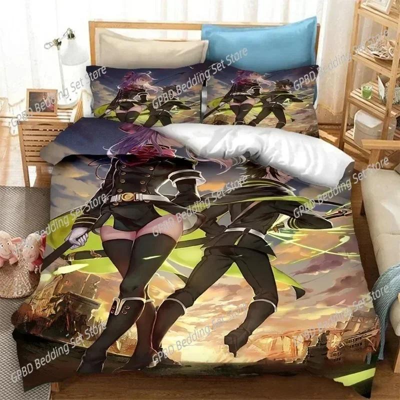 Comforter 3D Print Anime Seraph Of The End Mikaela Hyakuya 3D Bedding Set Comforter Linen S Home Decor Single Double