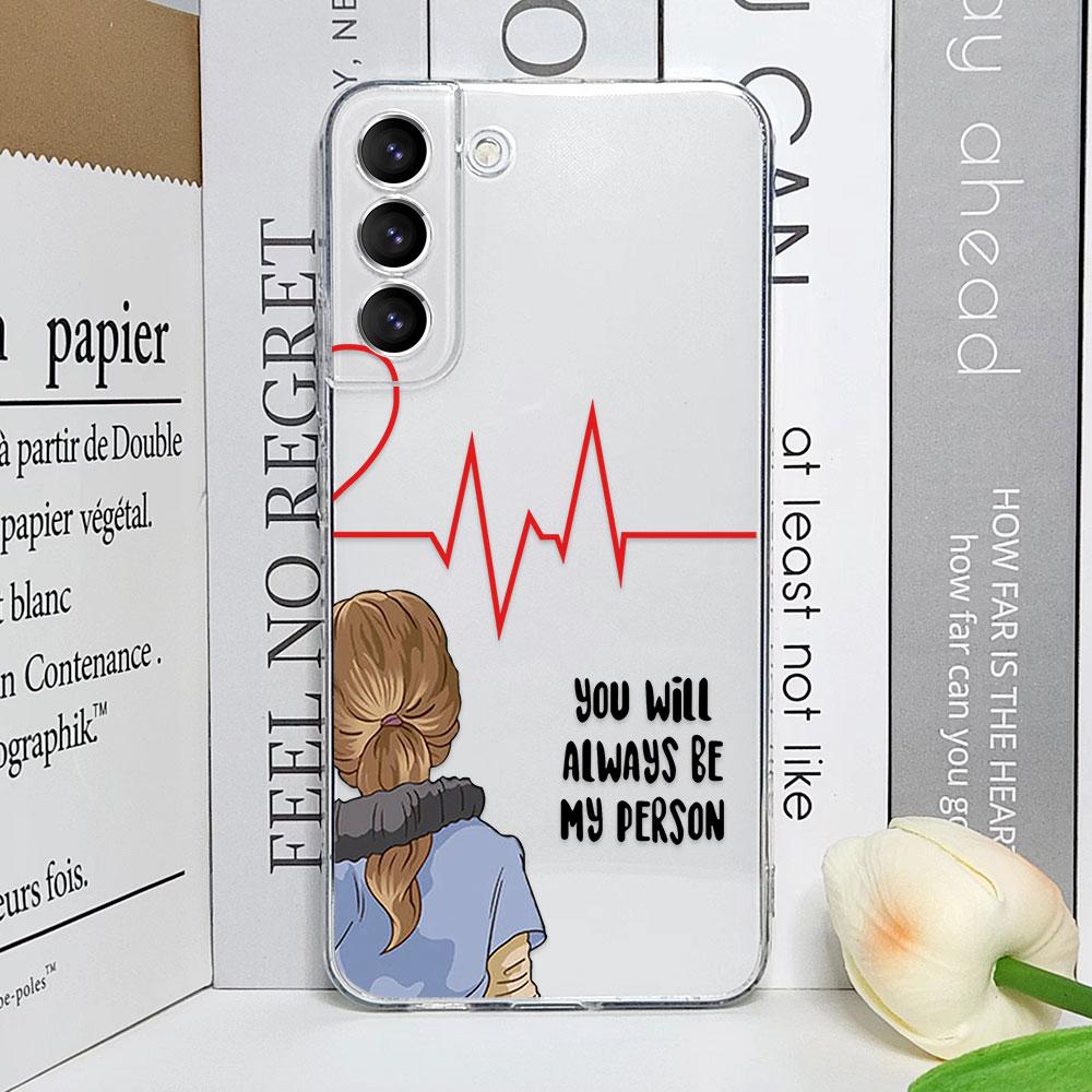 Cartoon Greys Anatomy You Are My Person Clear Phone Case for Samsung Galaxy S25 S24 S23 Ultra S22 Plus S21 FE Soft Covers Fundas