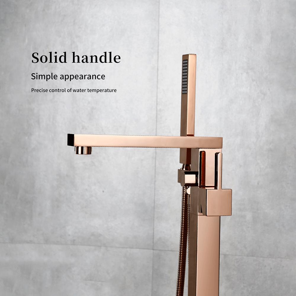 Freestanding Bath Bathtub Filler Faucet Mixer Tap Floor Mounted Matte Black Rose Gold Brushed Square Single Handle Spout Shower