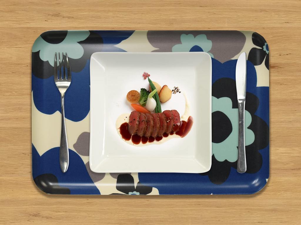 Tatsucraft SR Lunch Tray, Medium, 33cm, Web Original Model, Fuhura Blue, Dishwasher and Microwave Safe, Stylish Nordic Plastic SquareRectangular,