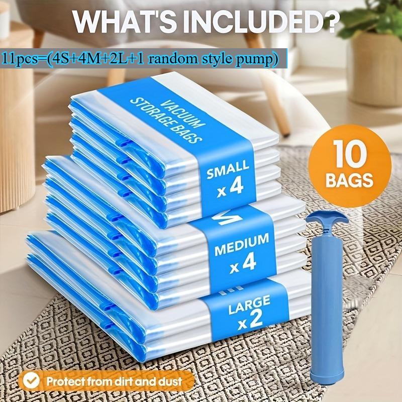 11/4pcs Vacuum Compression Bags with Hand Pump,For Bedding & Clothes - Vacuum Bag For Mattress, Travel Bags,Clothes Storagse Bag