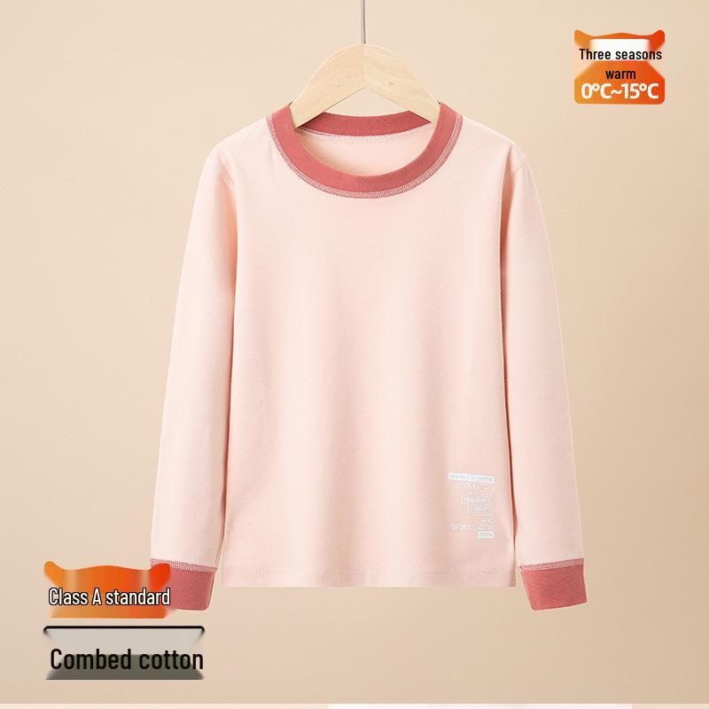 Kids' Warm Cotton Pajamas: Boys' and Girls' Long Sleeve Base Layer Shirts for Teens and Students