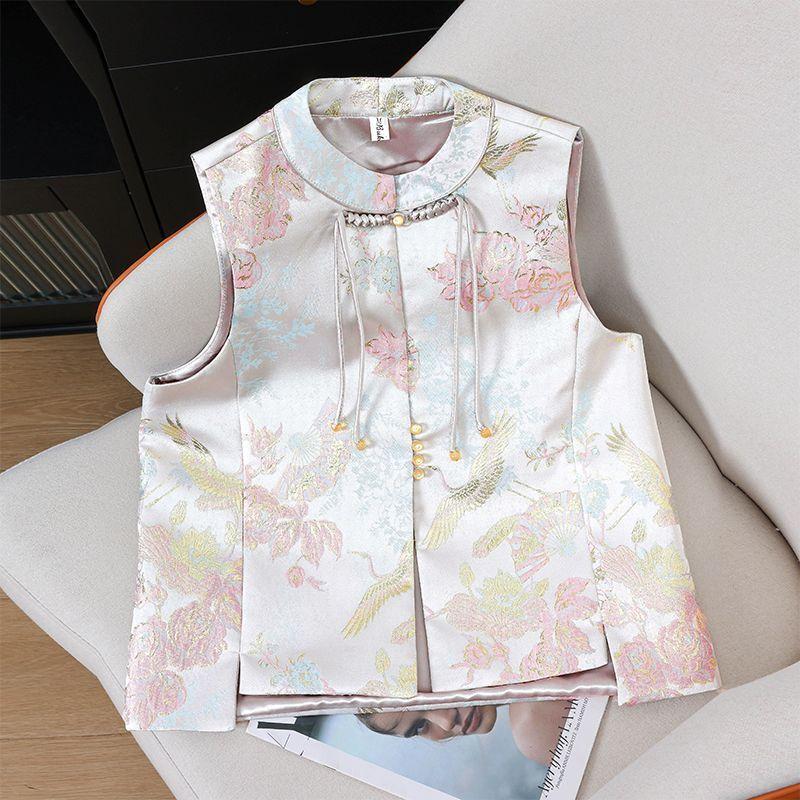 

Новая китайская женская одежда легкое пальто женская одежда новая весна и осень кисточки застежка стойка воротник жилет тренд M [Recommended below 50kg] розовый