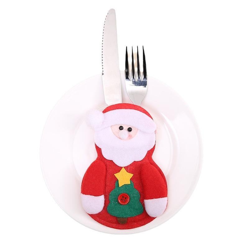 Christmas Cutlery Cover Santa Claus Knife and Fork Protective Cover Cloth Art Knife and Fork Set Decor for Xmas Dining Table