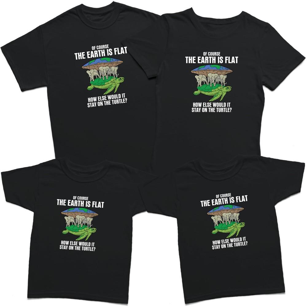 

Конечно, Земля плоская Мужская футболка Смешной слон черепаха Детская футболка Топ 4XL