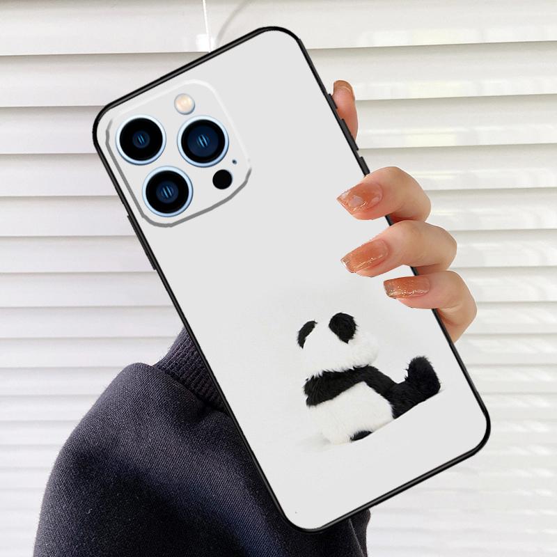 Cute Cartoon Panda Phone Case For iPhone 16 15 14 13 11 12 17 Pro Max mini 15 16 Plus 16e 17 Air Cover Fundas