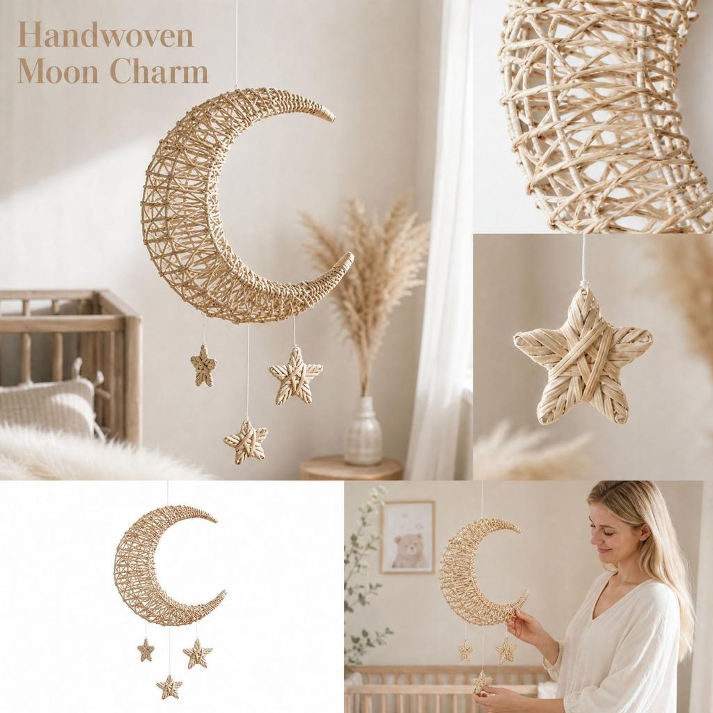 Moon Wall Hanging Decor for Boho Home Interior Bedroom Living Room