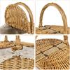 Oval Wicker Picnic Basket 1pc Fruit Vegetable Storage Basket Wicker Weaving Camping Picnic with Double Lid Linen Cotton Cloth Lining for Storage and