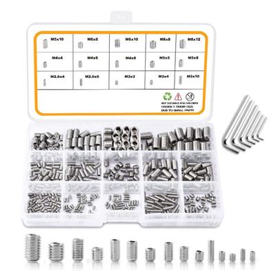 Durable 304 Stainless Steel DIN913 Grub Bolt Assortment Kit Hexagon Socket Screw Allen Head