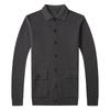 Business Casual Long-sleeved Lapel Knitted Jacket Daddy Suit Autumn and Winter Thickened Warm Cardigan Sweater Men