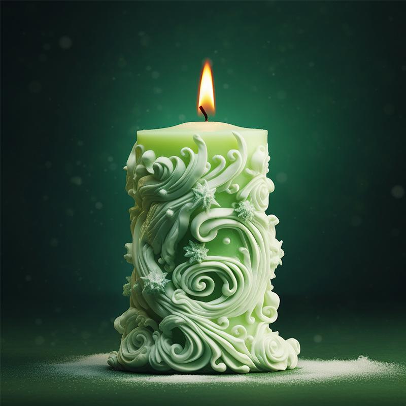 DIY Wave pattern cylindrical candle silicone mold unique pattern carving sculpture cylindrical cake chocolate mold soap mold