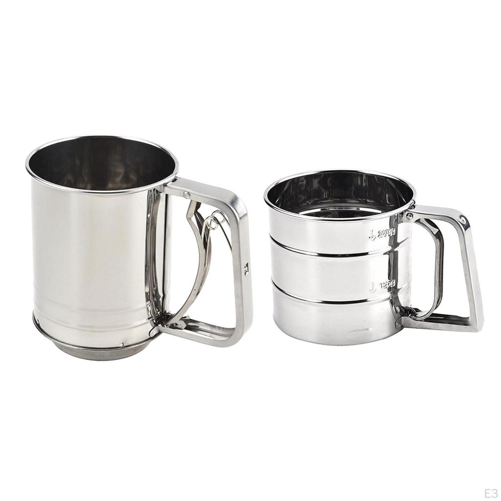 Mehlsiebbecher, Manuelles Backsieb-Netz, Edelstahl-Schüttler, Feinmaschig für