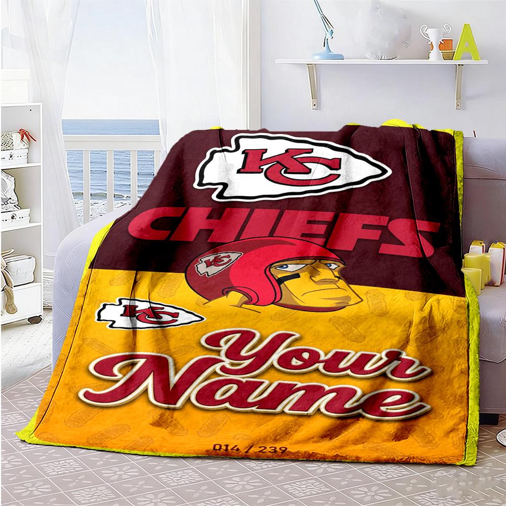 Kansas City Football Personalized Text Blanket Lightweight Customizable Blanket Ultrasoft Versatile For Home Decor Bedding Sofa Livingroom
