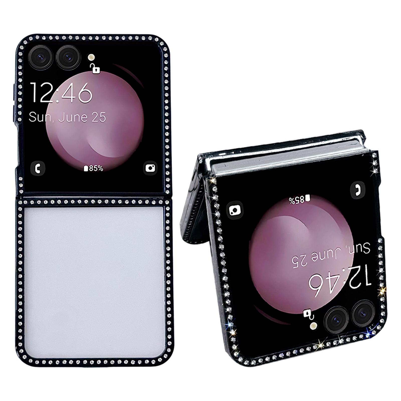 

For Samsung Galaxy Z Flip7 5G Case PC TPU Clear Phone Cover with Rhinestone Edge