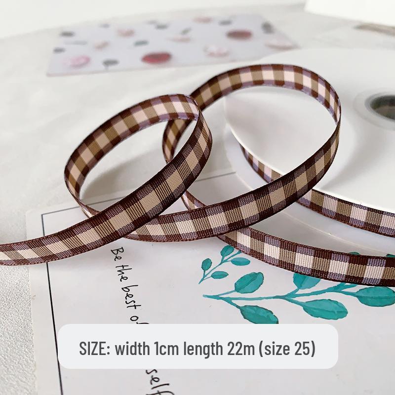10mm kariertes Satinband für Haaraccessoires, Schleifen, Geschenkboxen & Bastelarbeiten