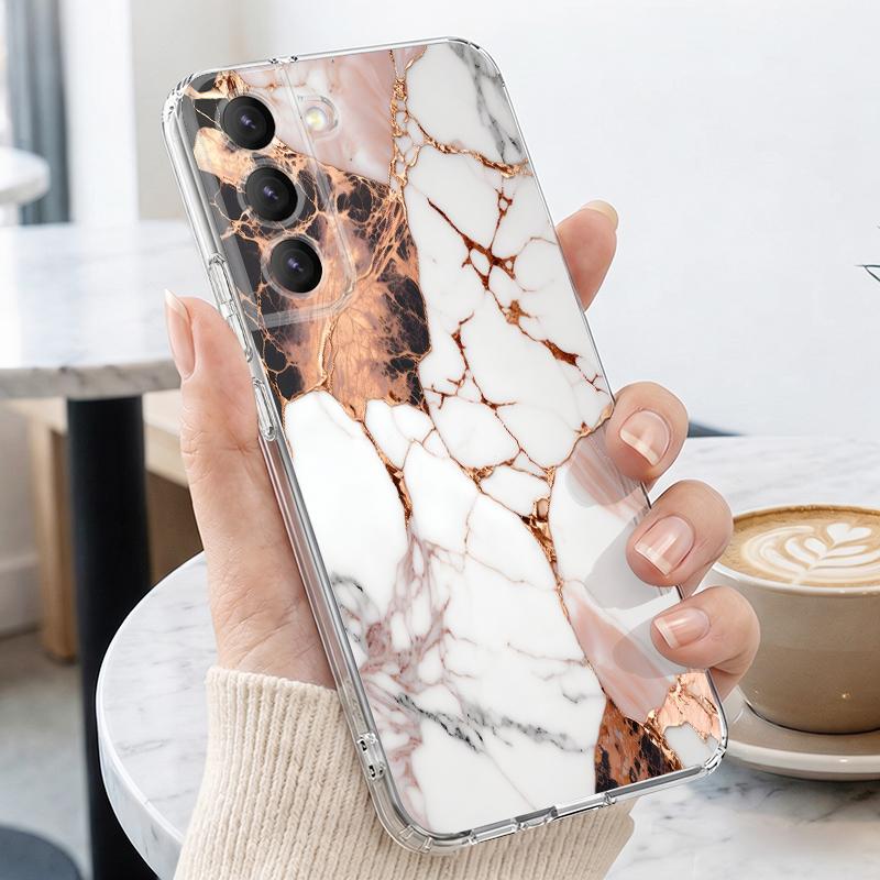 Purple Marble Print Case For Samsung A57 S26 Ultra A37 A17 A56 A36 A26 A16 A55 A35 A25 A15 A54 5G S21 FE S22 S23 S24 S25 Plus Clear TPU Soft Cover
