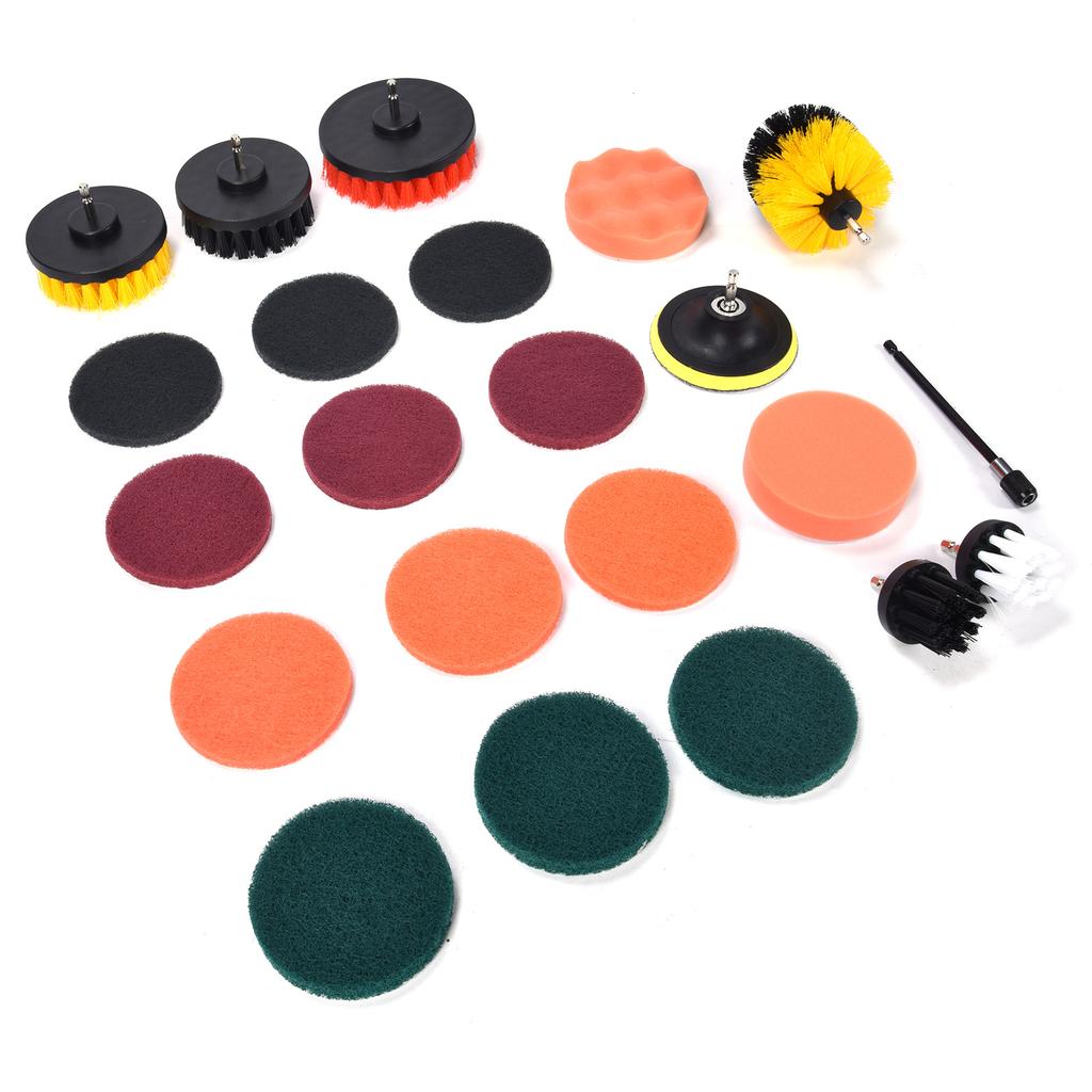 22 SZT. Nasadki do szczotek wiertarskich, pady szorujące, gąbka szorująca, szczotka do czyszczenia ścian, podłóg, usuwania kurzu