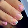Wearable Manicure Detachable Manicure Patches, Short French Manicure Patches, Flower Manicure Patches, Square False Nails