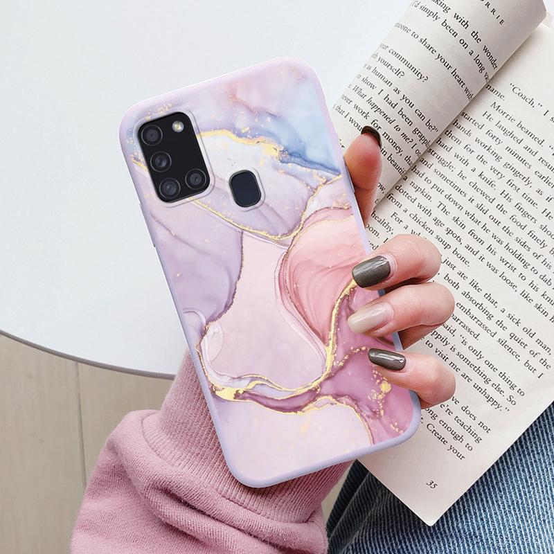 Case For Samsung Galaxy A21S Back Cover Protective Silicone Fundas Fashion Marble Stone Texture Coque For Samsung A21S Capa