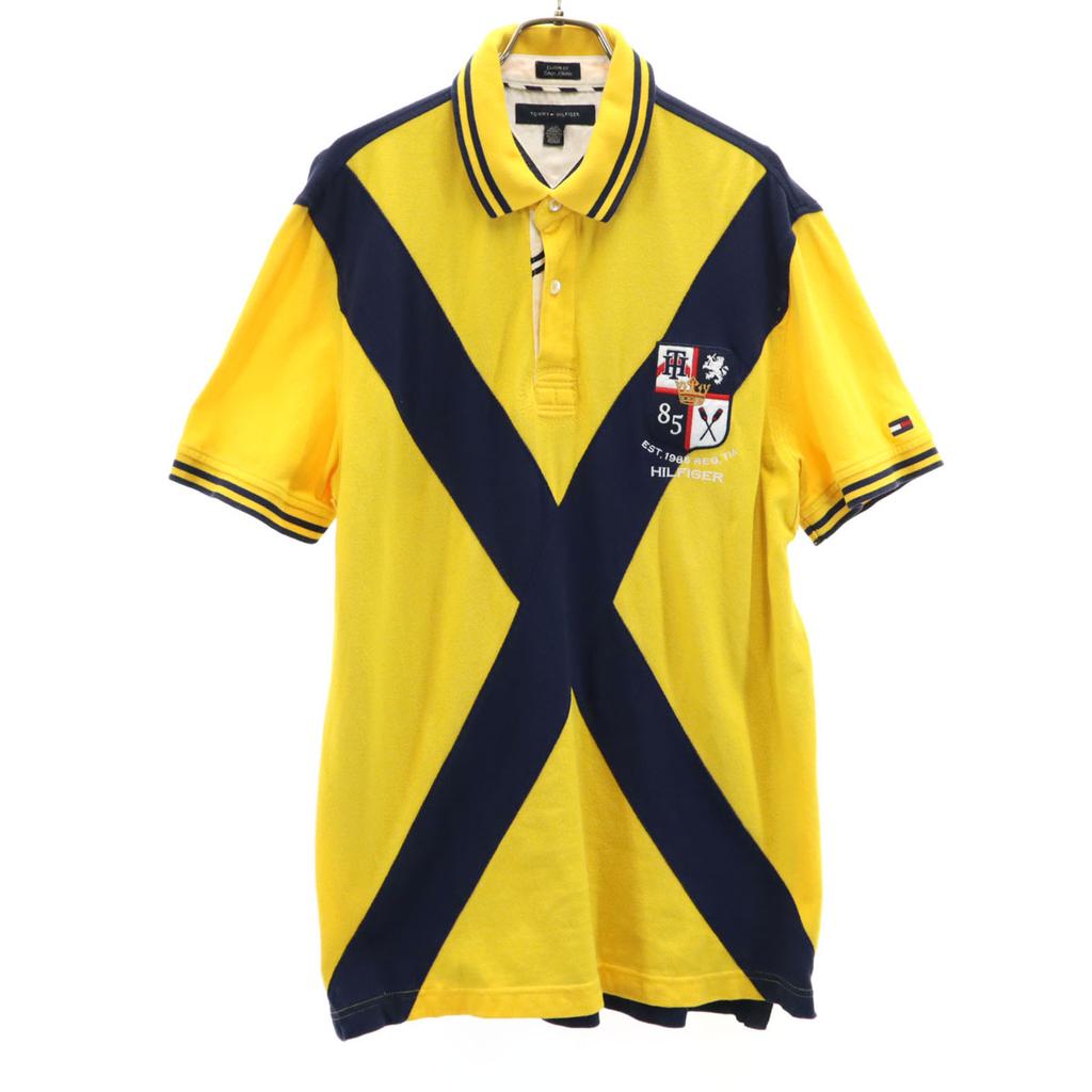 Tommy Hilfiger Short Sleeve Polo Shirt L Yellow Fawn Men's Used