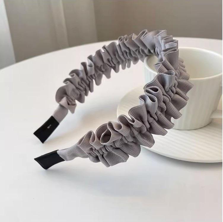 Spring And Autumn Fashion Ruffle Lace Headband Black Wide Hair Bands For Girls Women Hair Hoops Bezel Headbands Hair Accessories