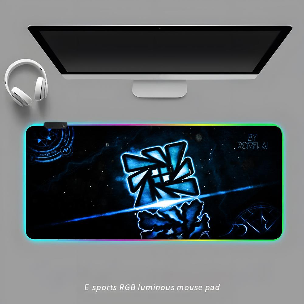

Happy Cartoon Geometry Dash Mouse Pad RGB Gaming Mouse Pad Desk Mat HD Gamer Large LED Light XXL MousePads RGB600x300x3mm