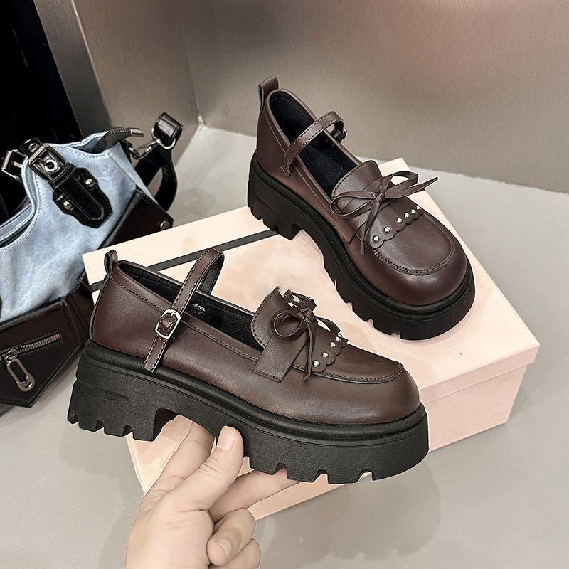 Japanese Cute Bow Small Leather Shoes Women's British Style Retro Versatile Mary Jane Single Shoes Spring and Summer New Models