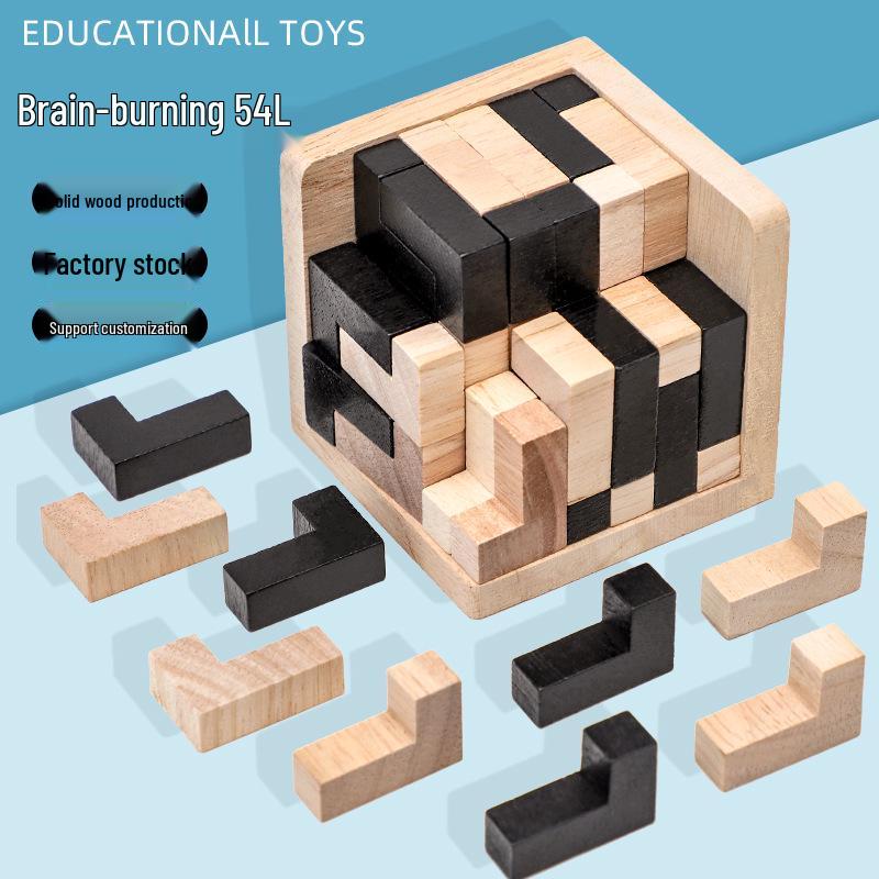

3D Деревянный Замок Конгминга Головоломка Лубана: 54-элементная головоломка для детей, классическая игрушка для разблокировки