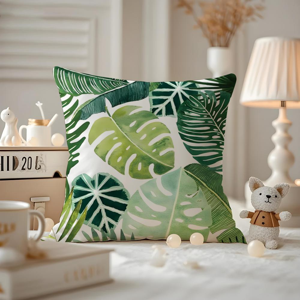 Modern style Leaf Cushion Cover Antidustmite Pillowcase Invisible zipper silky short plush Sofa cushion cover