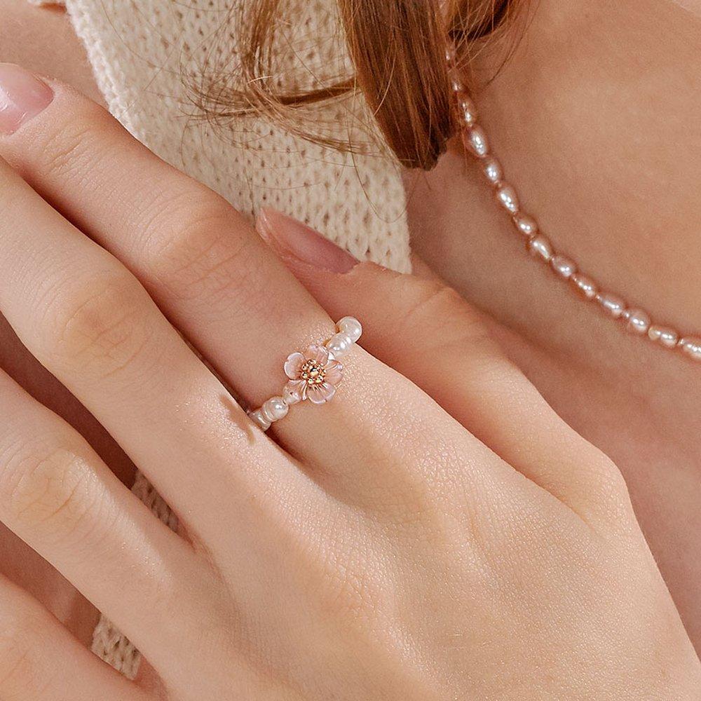 Jrosa 14K Plum Flower Pearl Ring